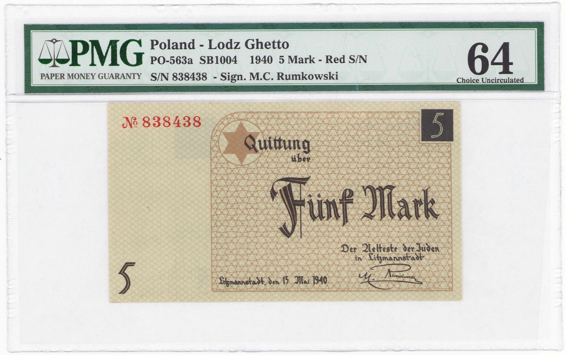 Getto Łódź. 5 marek 1940 PMG 64 - PIĘKNE